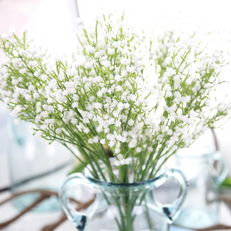 Umělé minihlavice Gypsophila Hortenzie Bílé květiny Svatební potřeby Domů DIY Dekor pro miminko Umělé květinové aranžmá