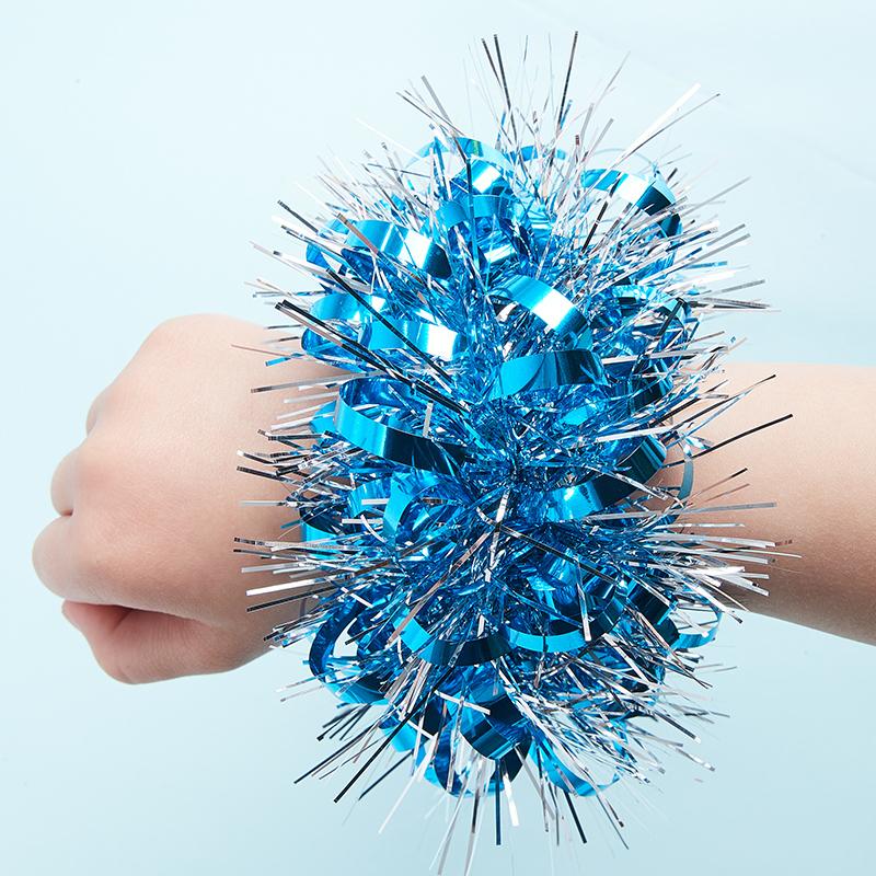 Metallische Lametta-Handgelenkschmuck-Armbänder, Großpackung Glitzernde Pompon-Armbänder für Kinder-Tanzaufführungen, Cheerleading & Party-Dekoration