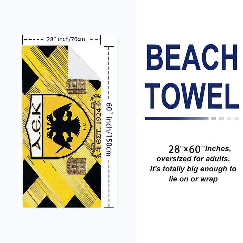AEK FC Print Beach Towel, Large Soft Quick Dry Towel for Beach Camping Swimming