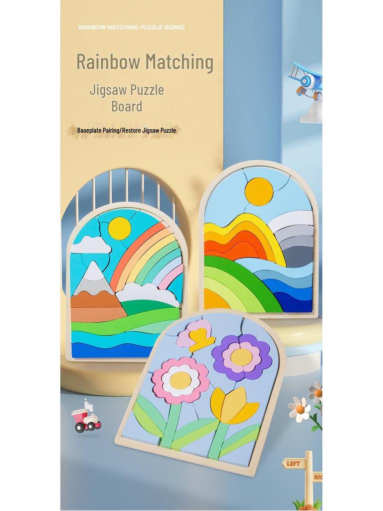 Drewniane puzzle 3D z kreskówkowymi zwierzętami - Wczesna edukacja i trening koncentracji dla dzieci