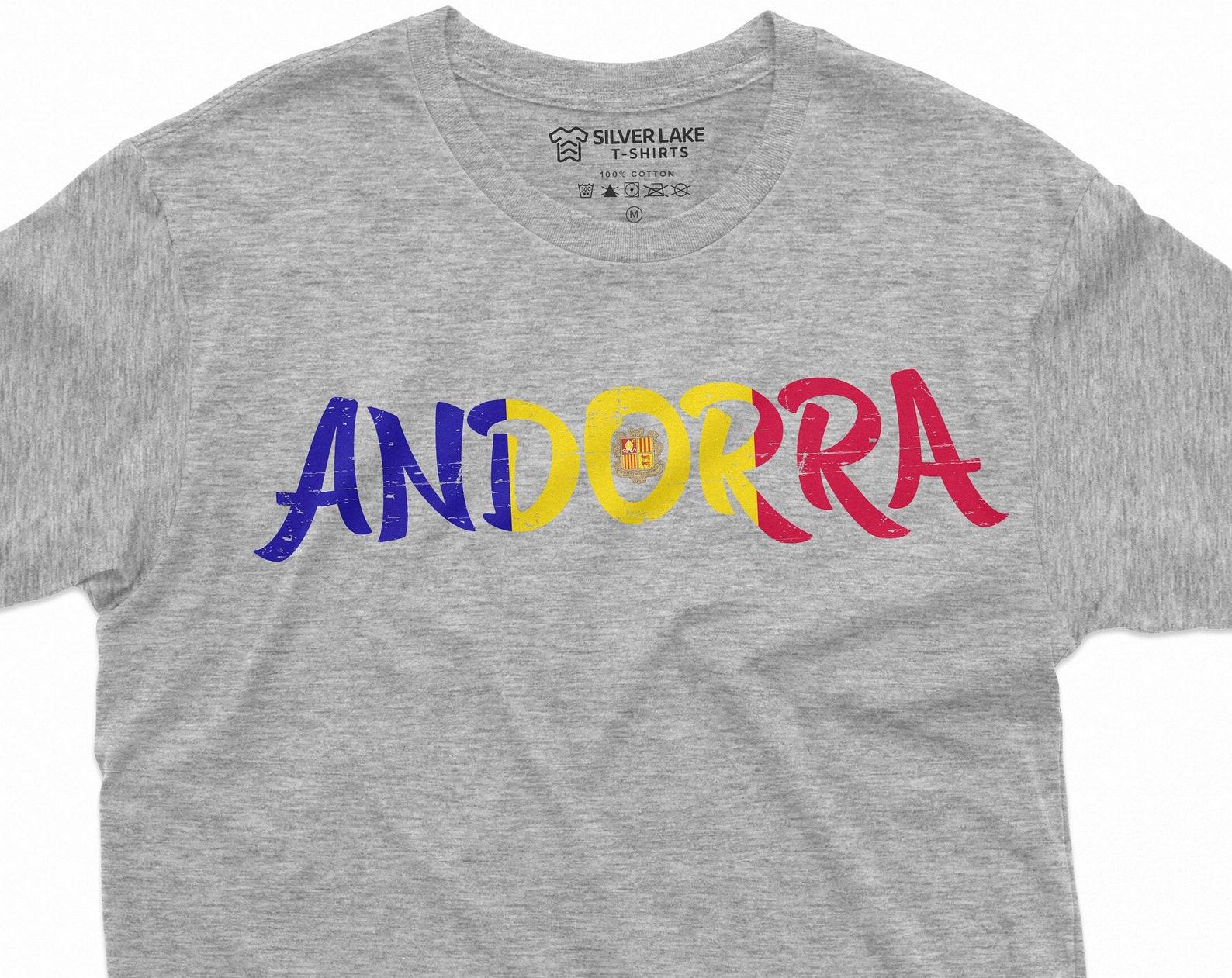 Andorra T-shirt Andorran flag coat of arms tee shirt Andorra patriotic nation tee S