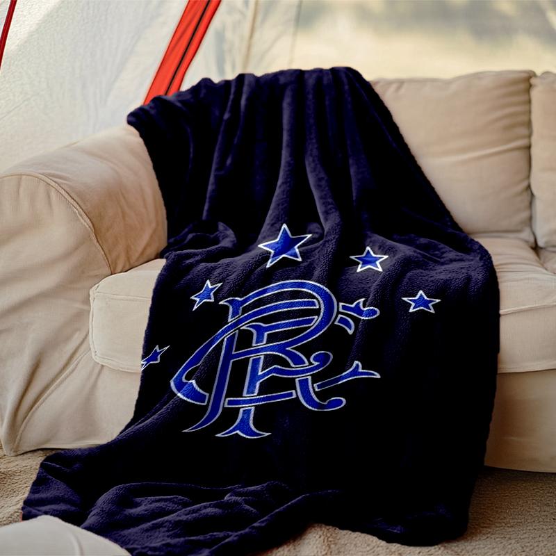 Rangers FC Pattern Blanket, Cozy Blanket for All-Season Comfort on Sofas, Beds, Office, Car, Camping and Travel