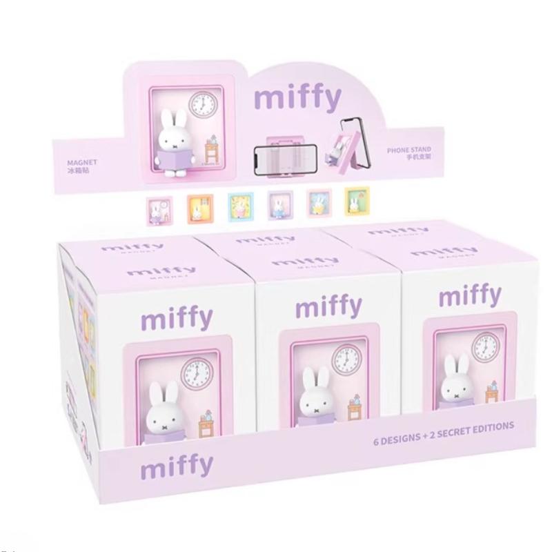 Genuine Miffy Photo Frame Phone Stand Blind Box Cute Refrigerator Magnets Folding Support Kawaii Model Creative Toys Girls Gifts