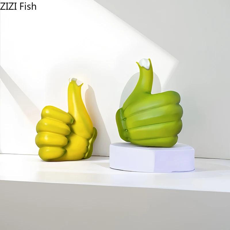 Banana Fist Thumbs-up Ornaments Creative Banana Statue Desk Decoration Resin Crafts Thumbs Sculpture Room Aesthetic Decor