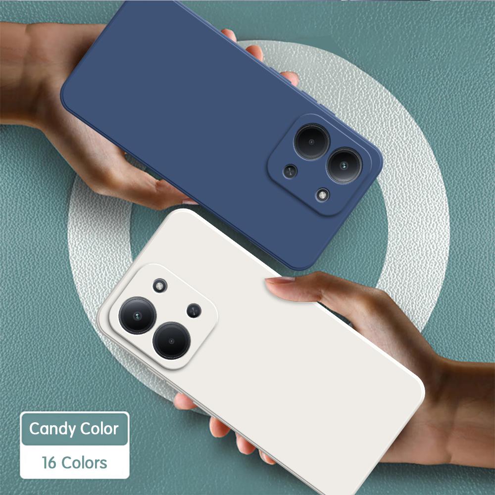 Original Soft Phone Case for Redmi 15C 15R 4G 5G 171mm 173mm Square Cute Liquid Silicone Simple Lens Protection Back Cover Funda