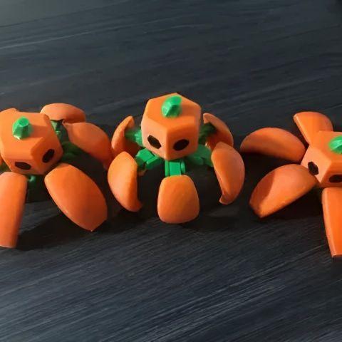 Desktop Decoration Mecha Pumpkin Desktop Ornament 3D Printed Mini Model Assembly Transforming Toy Realistic Fun Gift