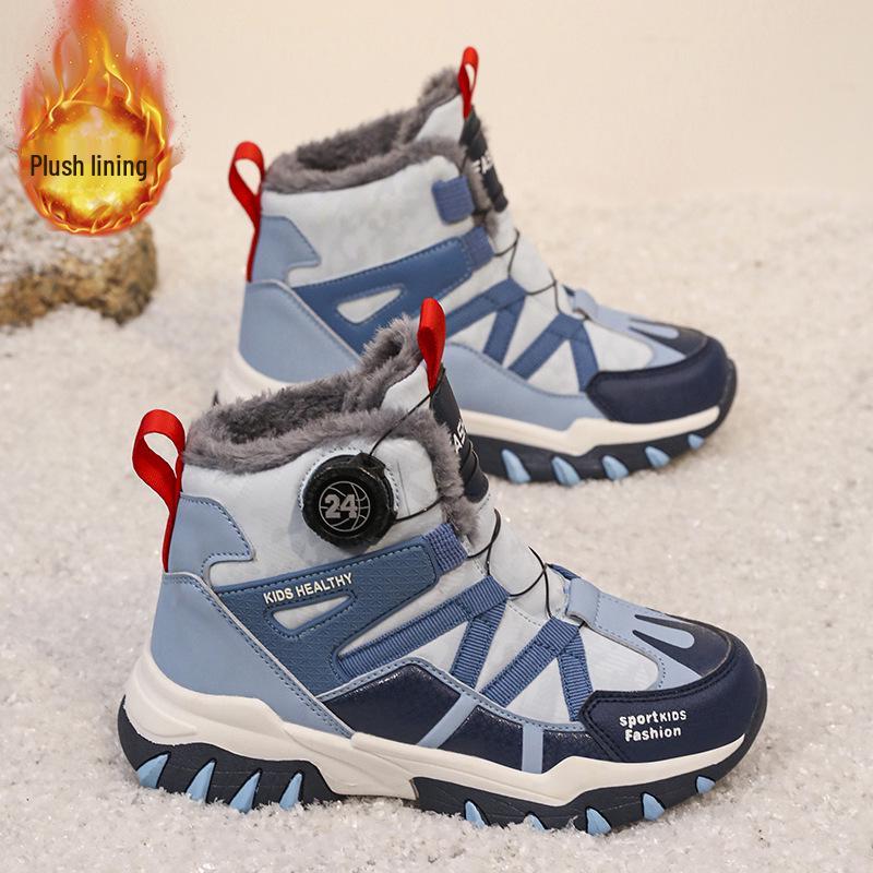 Kız Çocuk 2025 Kışlık Pamuklu Yüksek Bilekli Kar Botu - Kadife Destekli, Sıcak, Kalınlaştırılmış, Spor İçin Hazır, Dağcılık Ayakkabısı