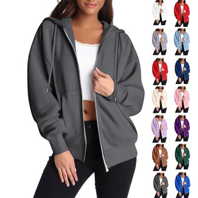 Women's Zipper Hoodie Long Sleeve Sports Jacket Pocket Clothing Fashion Apparel
