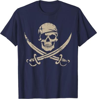 Pirate Skull and Crossbones Skeleton Halloween T-Shirt