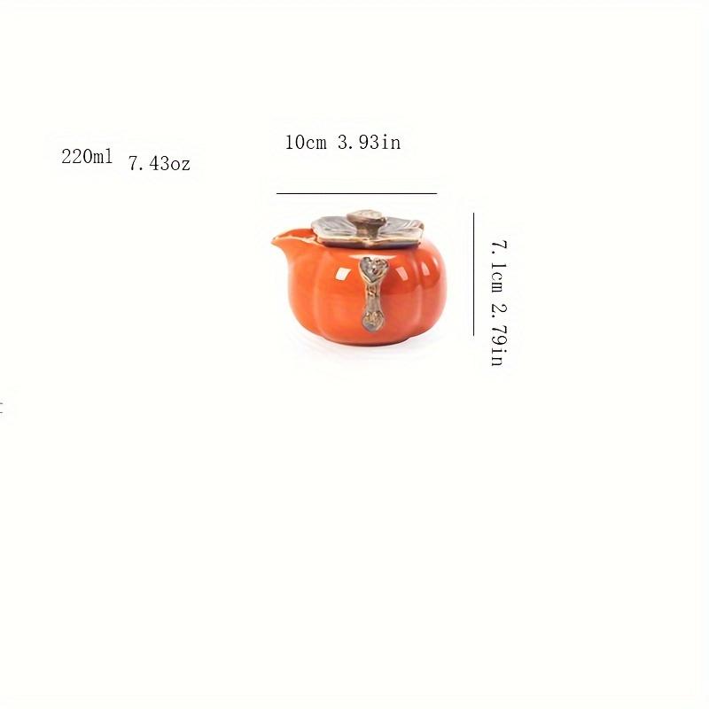 1pc Ceramic Persimmon Tea Set Ceramic Tea Pot With 2 Tea Cups For Home Restaurant Hotel Office Tea Accessories Business Gifts Holiday Gifts For Tea Lo
