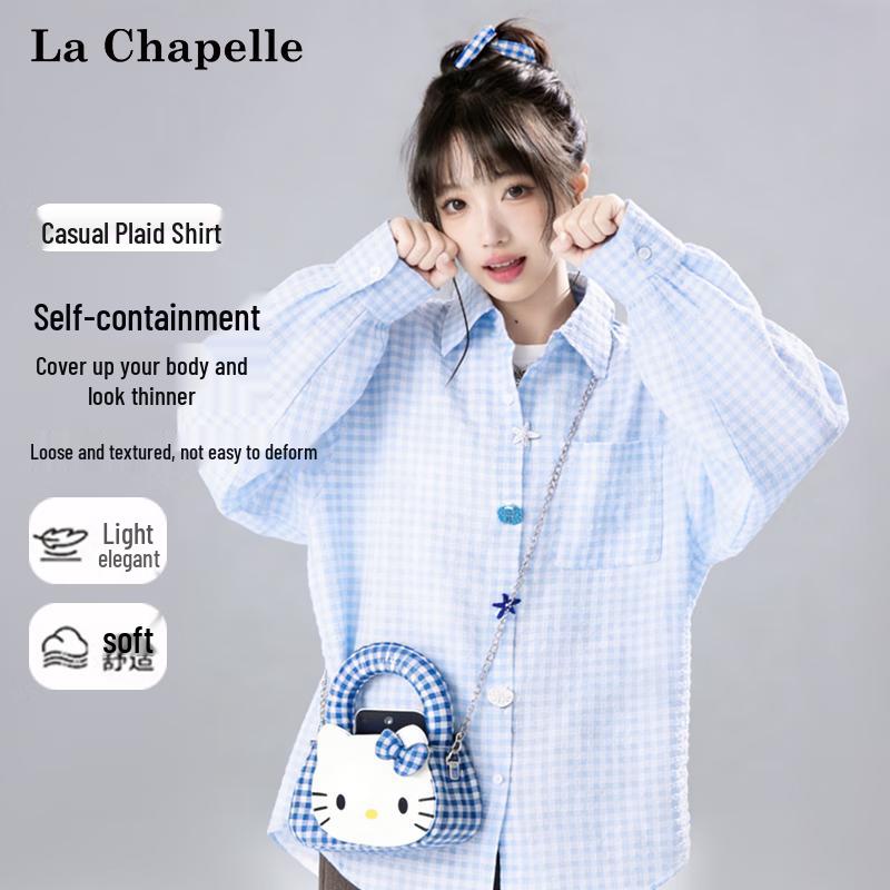 

La Chapelle Women s Plaid Long Sleeve Blouse M