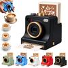 Cafe Style Coffee Maker 3D Printed Latte Art Camera with Interchangeable Christmas Stencil Cards for Cappuccino Gadget Hot Chocolate, Festive
