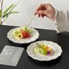 French Dot Relief Plates Household 8 Inch Ceramic Aesthetic Exquisite Kitchen Tableware Flower Shape Afternoon Tea Dessert Dish