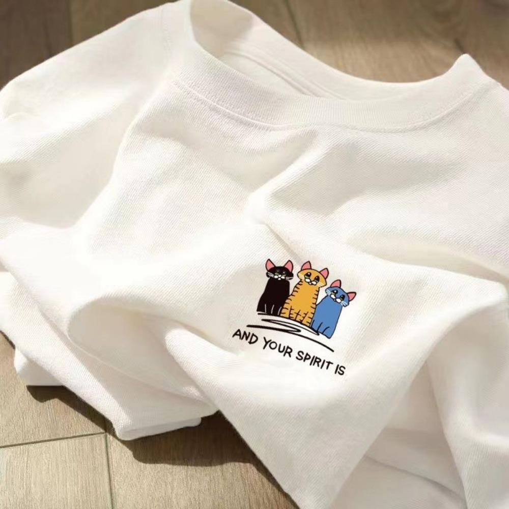 Women's Cotton Short-Sleeved T-shirt Summer Women's Loose White Short-Sleeved Shirt