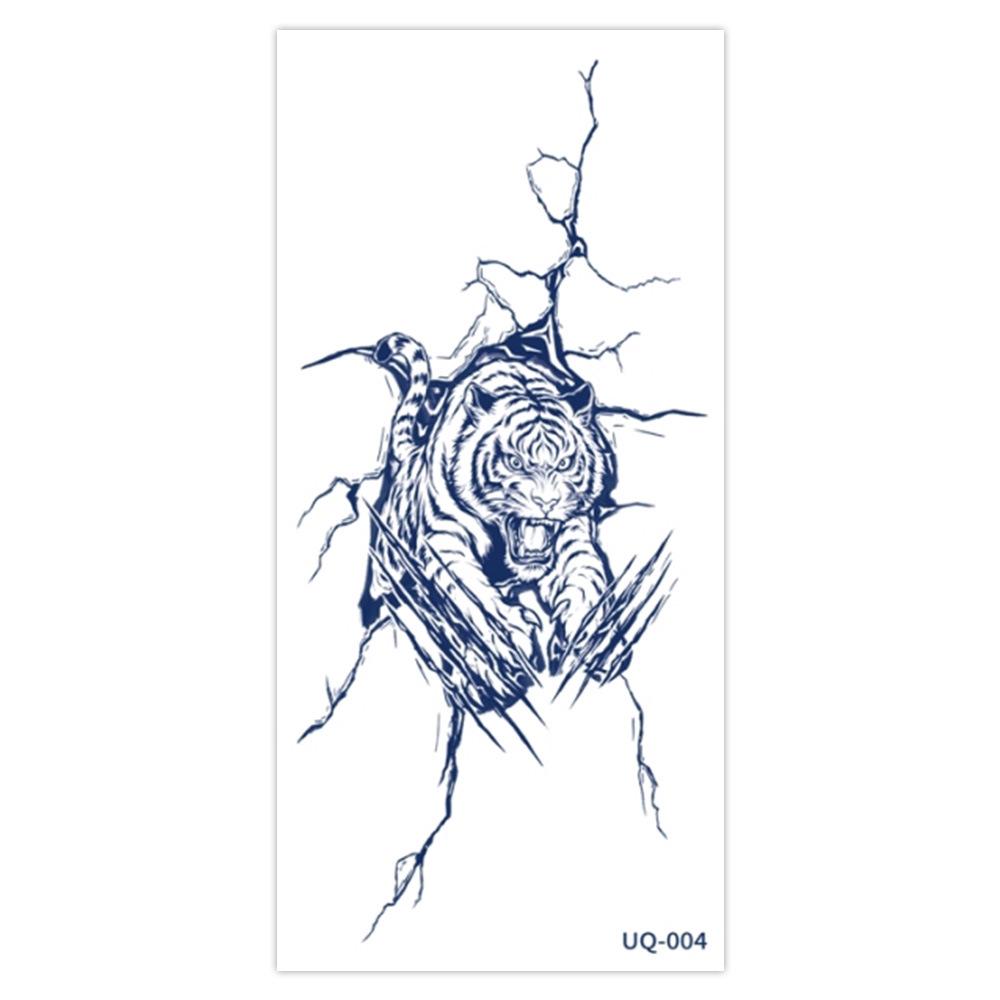 Ruikalong Herbal Fruit Juice Semi-Permanent Snake, Tiger, Flower Arm Tattoo Stickers—Waterproof. 210 x 100 mm