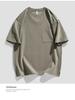 Men's Summer Heavyweight Pocket T-Shirt - Loose Fit, Solid Color, Short Sleeve, Slit Design.
