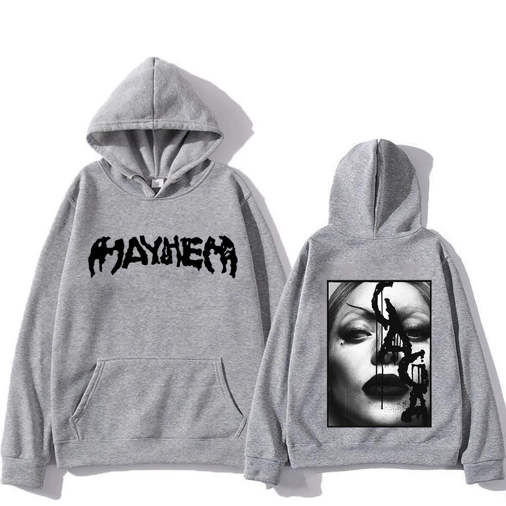 Lady Gaga Mode Kapuzenpullover Lady Gaga MAYHEM Cross Cutoff Print Sweatshirt Herbst Retro Mit Kapuze Kleidung Unisex Locker Streetwear
