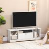 Mobile TV Panca TV Design Contemporaneo - 3 Scomparti Aperti, Armadietto a Doppia Porta - Dim. 120L x 30P x 41A cm - Truciolato Bianco