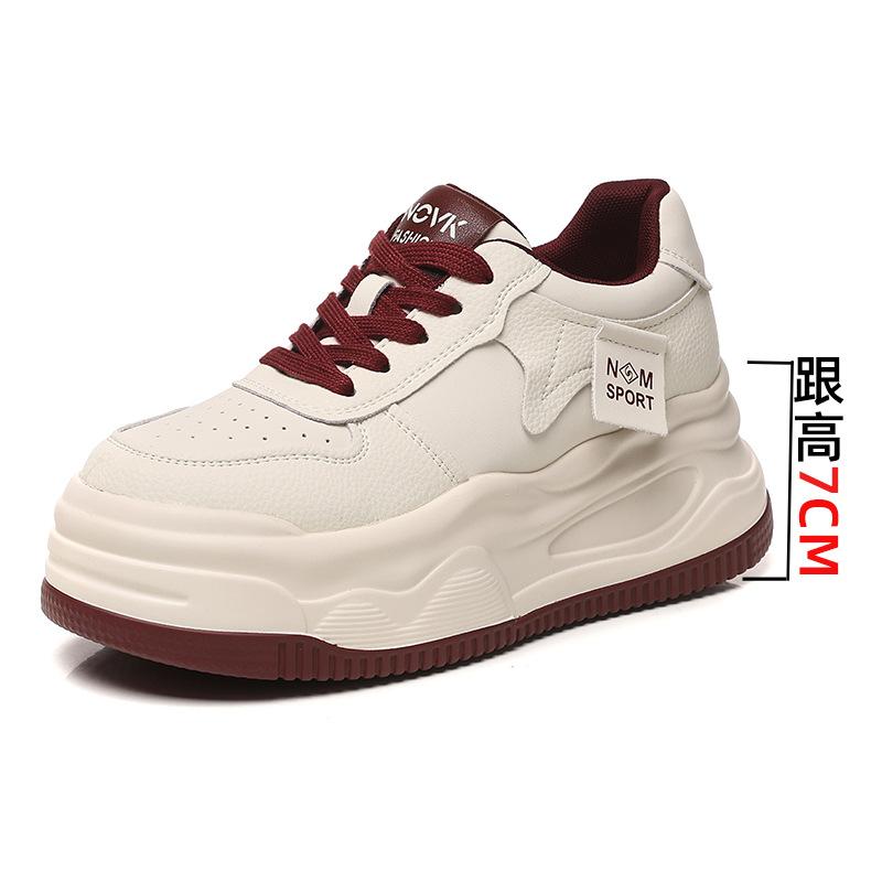 Winter sports shoes women's shoes autumn women's inner height increase thick sole shallow mouth white shoes women's velvet casual shoes