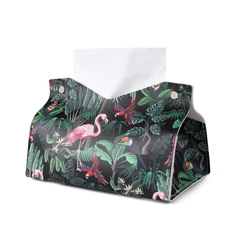 1PC Tissue Holder Fashion Tissue Box Painting Storage Box Car Interior Pull-down Paper Towel Cover Leather