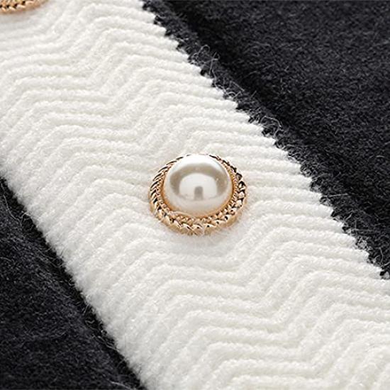 Cardigan de damă Atopddan tricotat scurt lung negru și mărimea L, cu gât în V, lungime, pulover de primăvară/toamnă, cu mâneci, alb,