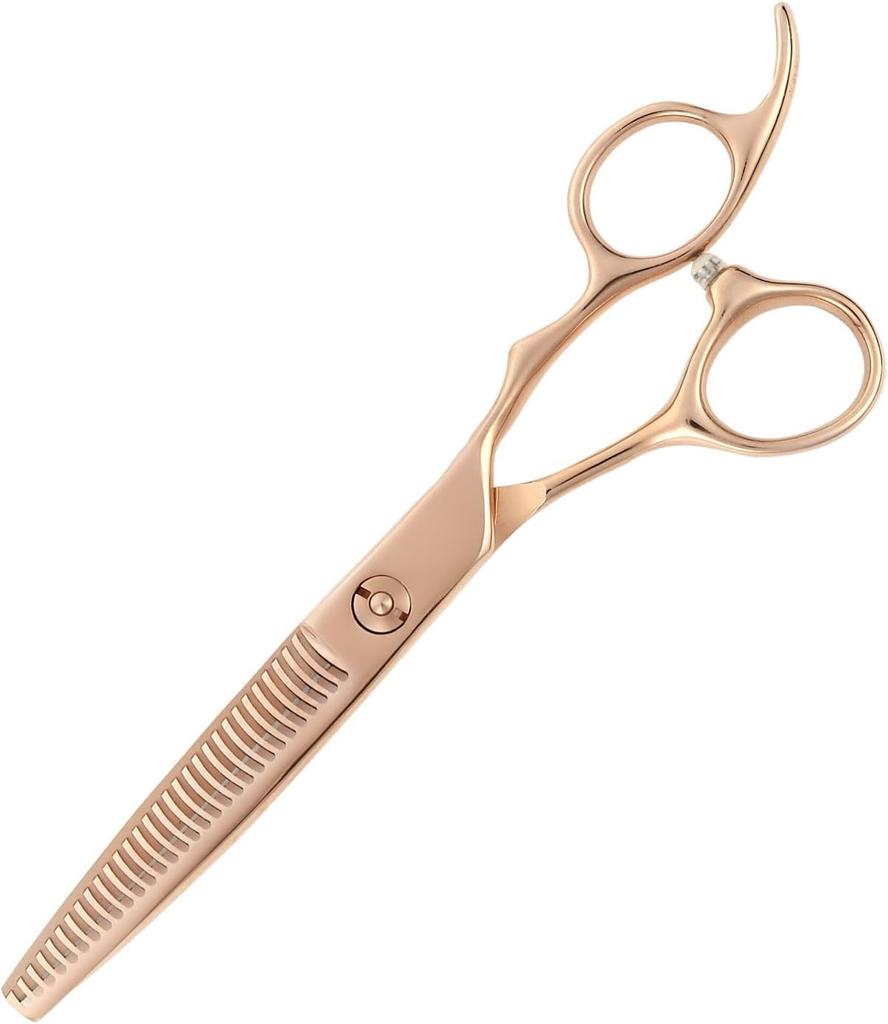 DEEDS GTZ 630R Pink Gold Titanium Thinning Thinning Professional Hairdresser Scissors, 30-tooth R-Blade (10-15% Rate), Hairdresser,