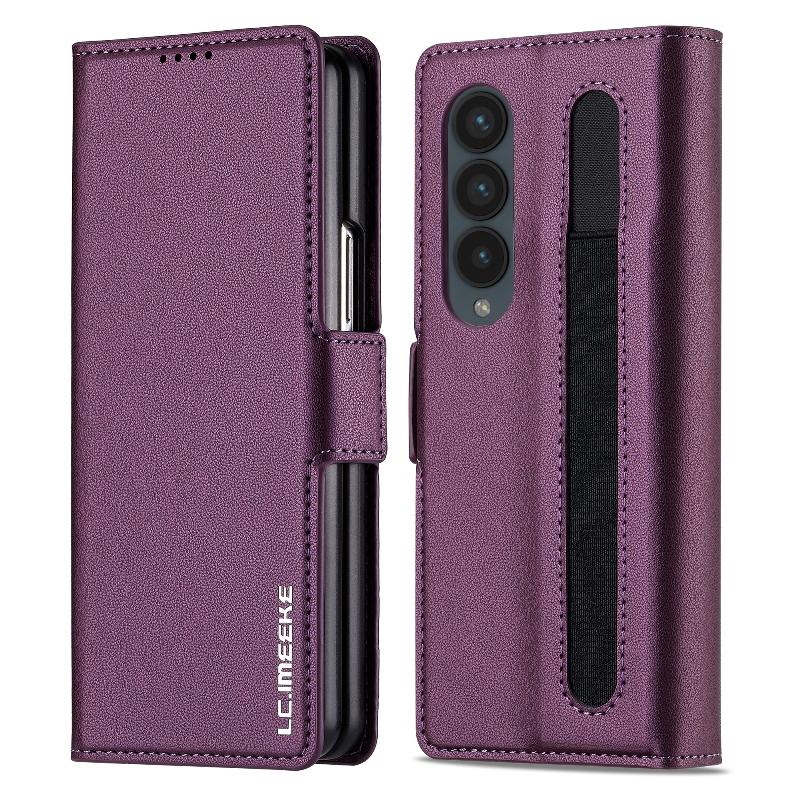 Magnetic Flip Leather Phone Cover For Samsung Galaxy Z Fold4/Z Fold 3 Built-in Wallet Card With Pen Slot(Excluding Pen)