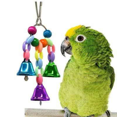 Bird Bells Toy Hanging Cage Bell with Sweet Sound Colorful Wood Beads Bells for Lovebirds African Greys Cockatoo Parakeet Toy