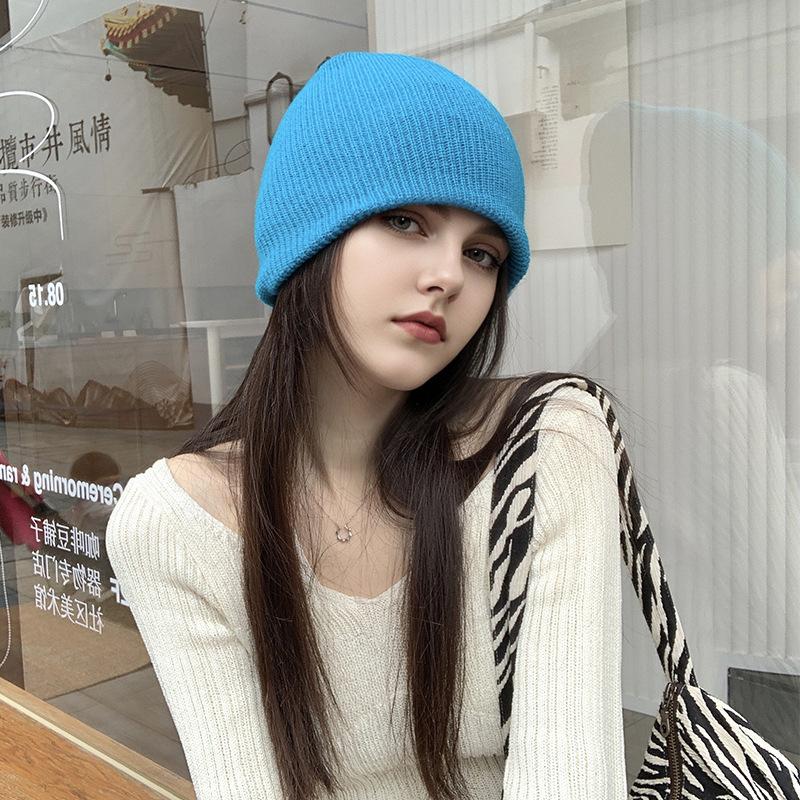 Women's Winter Wool Hat Trendy Korean Pullover Hat Versatile Cold Hat Korean Version Japanese Warm Confinement Knit Hat Autumn and Winter