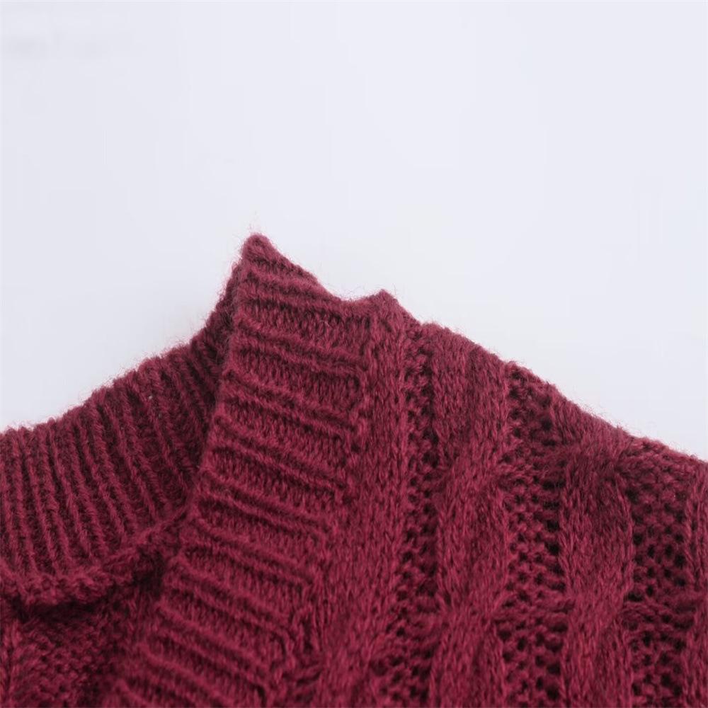 Versatile V-Neck Short-Sleeve Cable Knit Sweater for Women