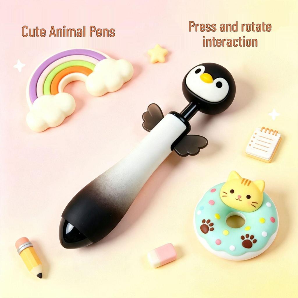 Adorable Cartoon Animal Ballpoint Pen with Clickable Wings – Customizable Signature Pen