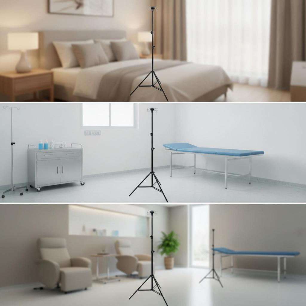 Intravenous Pole Stainless Steel Infusion Stand Height Adjustable