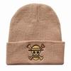 One Piece Cartoon Embroidered Knit Hat, Warm Pullover for Men and Women, Autumn and Winter Anime Cold Weather Hat, Student Woolen Hat