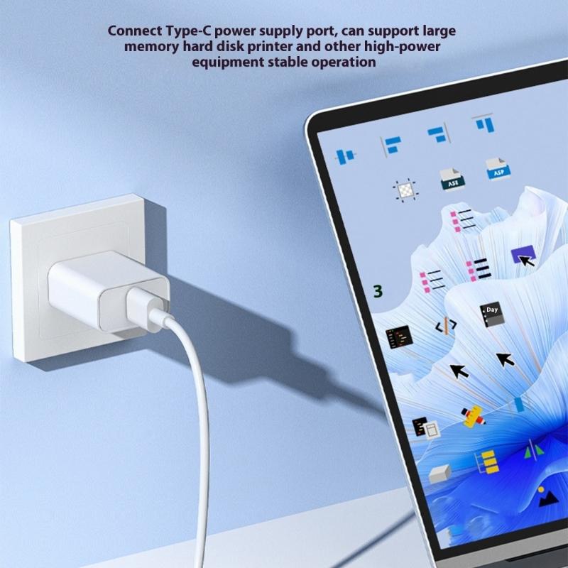 Fast Speed USB3.0 Hub 4 Port Splitter TypeC Power Port for Laptop Consoles Printer Keyboards Mouse Widely Used