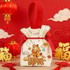 Cartoon 2026 New Year Gift Bag Chinese Style Canvas Horse Year Handbag Bag Blessing Portable Drawstring Bag Gift Packaging