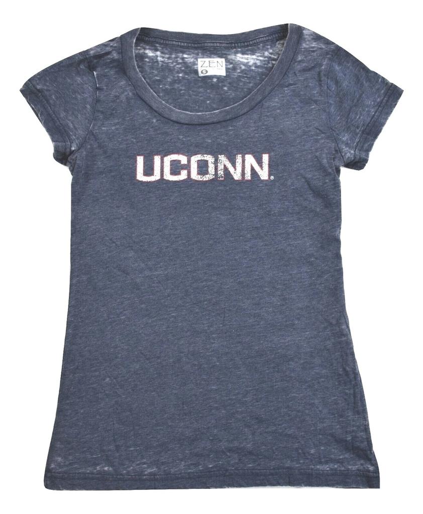 Zen By J. America Womens Uconn Huskies Semi-Burnout Shirt New Large
