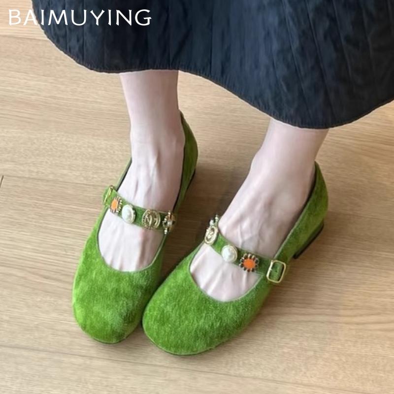 Mode Damen Wildleder Pumps Schuhe Elegant Mary Janes Schuhe 2025 Marke Klobige Pumps Sommer Neu Designer Flache Damen Sandalen