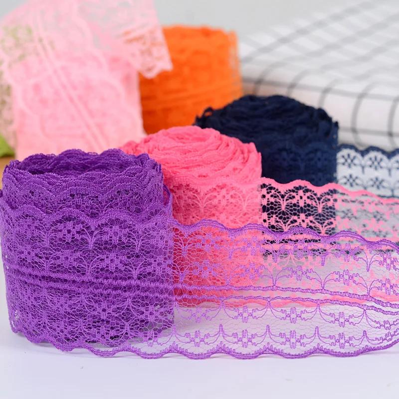 10Meters/Roll 43mm Lace Ribbon Handmade Material DIY Apparel Sewing Fabric Blue Purple Green Pink Red Black White Lace Trimming