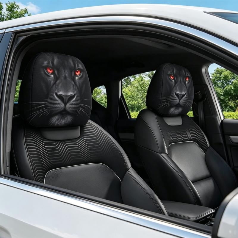 Quick Install Car Headrest Covers Bear Or Themes Strong Polyester Component Elegant Interior Accessories for Car