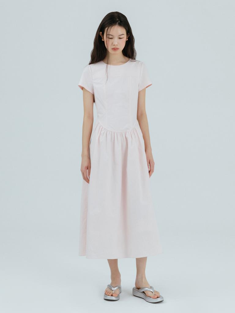Etmont Round Shirring Dress Pink