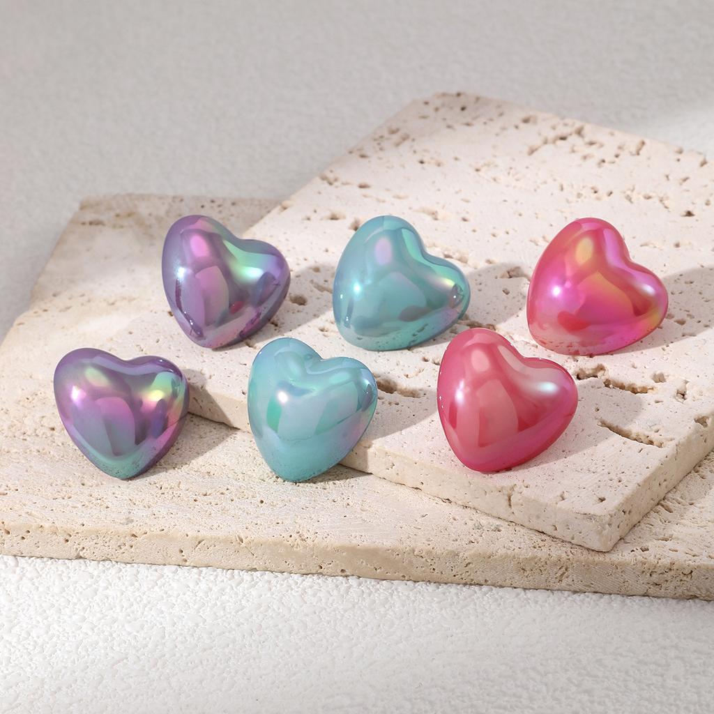 New Stud Earrings Set Love Macaron Stud Earrings French Three-dimensional Pleated Love Earrings