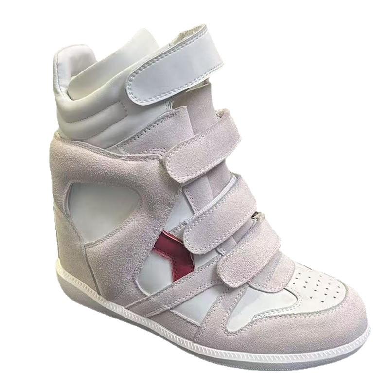 Onzichtbare Schoenen met Binnenverhoging voor Dames, Herfst Nieuwe Hoge Schoenen, Kleurblokkerende Schoenen met Ronde Neus en Klittenband, Sport- en Vrijetijdsschoenen, Wandelschoenen