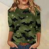 Women's Fashion Casual Three-quarter Sleeve Halloween Printed Round Neck Top