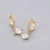 ANENJERY Zircon Star Planet Hoop Earrings Female Light Luxury Handmade Golden Earrings