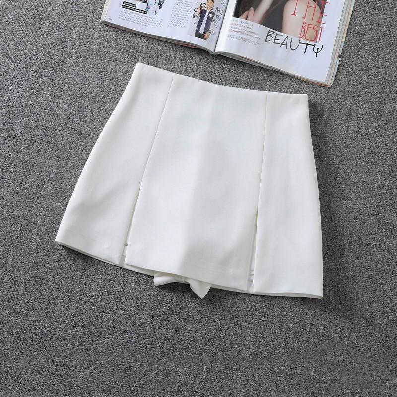 Petite High-Waist-Sommerrock-Shorts in Schwarz mit Schlitz in A-Linie