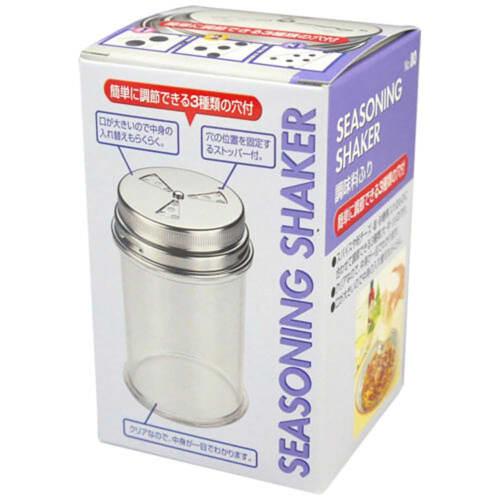 Tiger Crown Seasoning Container, Clear Silver, 75 X 120mm, Condiment Shaker, Acrylic Resin, Stainless Steel Lid, 3 Holes, Wide Mouth, 80