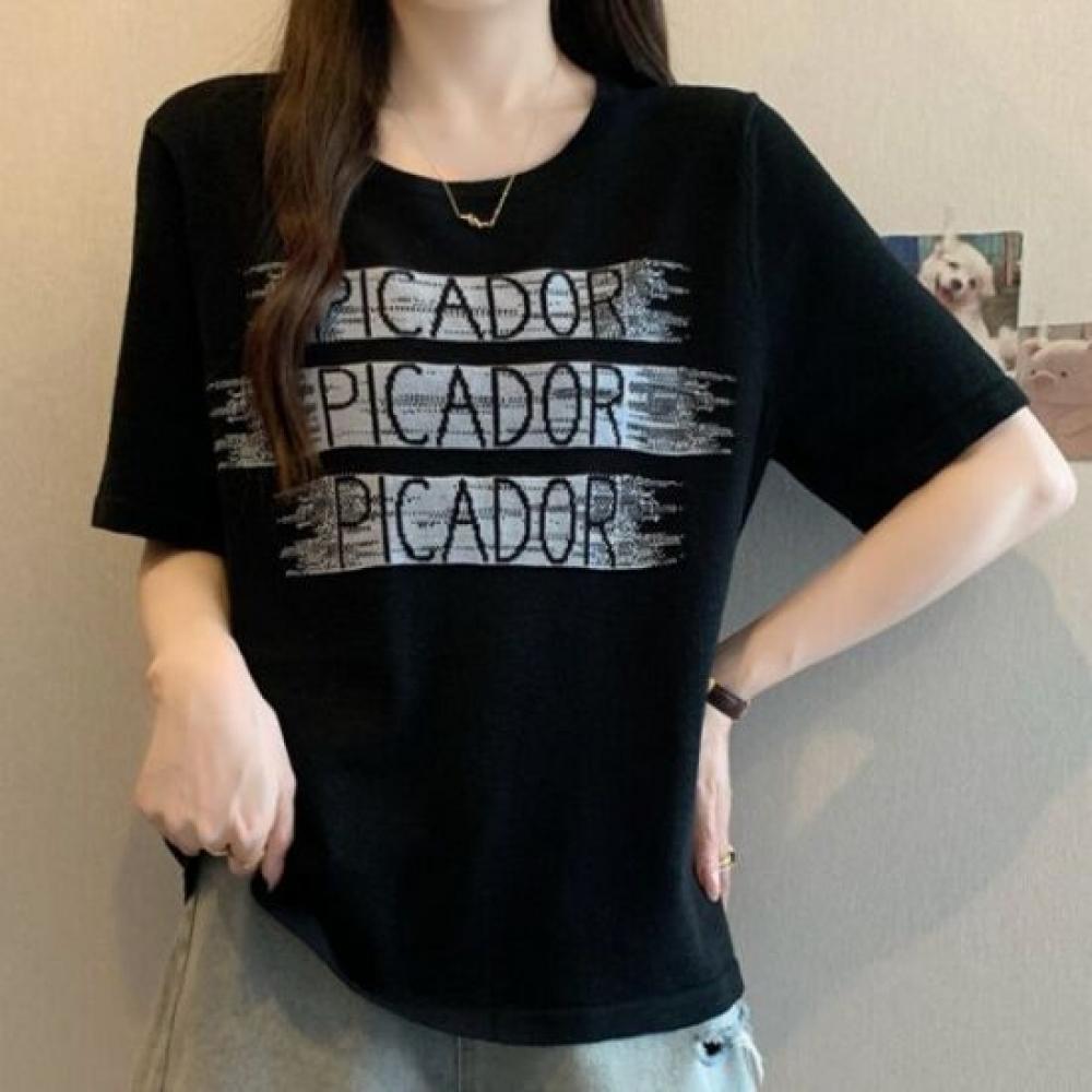 Navava Women Casual Daily LeTTering PrinTing ShorT Sleeve T shirT nT3290