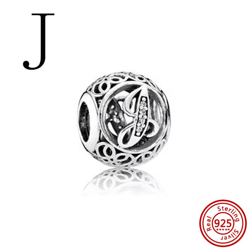 925 Massivkupfer Unendlichkeitssymbol Hohl Rund A-Z 26 Alphabetbuchstaben Glänzende Zirkonia-Perlen Passend für Original Pantaro Charms Armband
