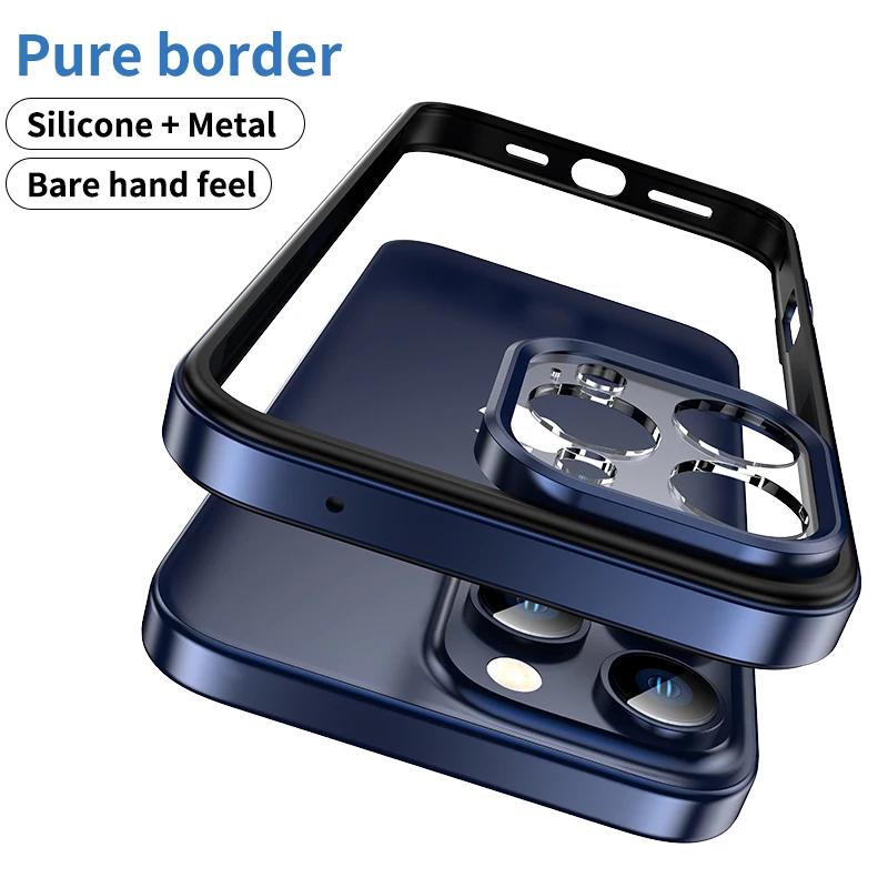 Metal Frame Bumper Shockproof Case for IPhone 16 15 Pro Max Plus 5G for Apple Primary Colour Camera Lens Protection Phone Cover