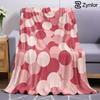Blush Pink Dots Cartoon Anime Print Flannel Blanket Soft Warm Throw for Kids Bedroom Sofa Bed Christmas Office Car